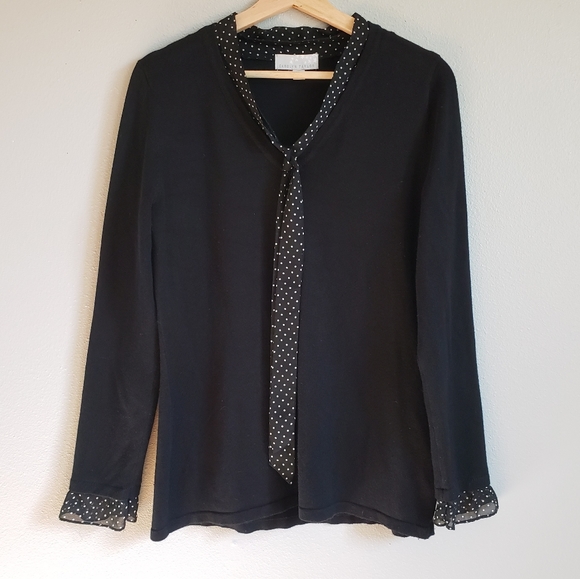 Carolyn Taylor Tops - Carolyn Taylor Top Chiffon Polka Dot Trim